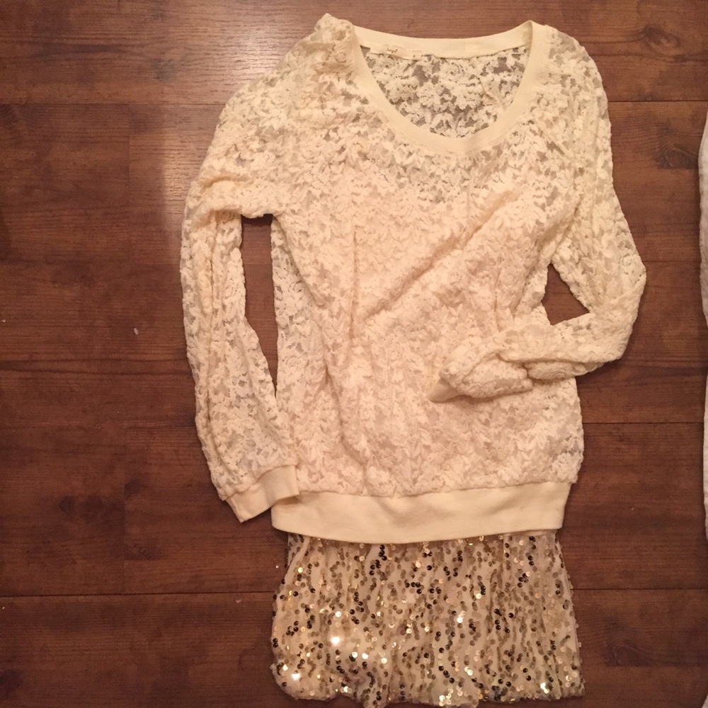 2 piece HAZEL sweater dress cream & gold